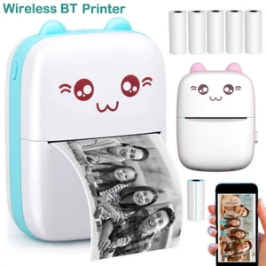 Mini Pocket Thermal Printer Bluetooth Cellphone Photos Sticker Inkless Printing - Picture 1 of 31