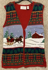 Portraits by Northern Isles Womens Winter Christmas Sweater Vest Size Large - Picture 1 of 14
