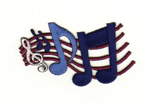 aa07★Musik Noten Linien Schlüssel Aufnäher aufbügeln Bügelbild Patch 7,4 x 5 cm - Bild 1 von 1