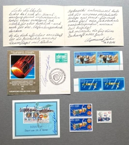 SIGMUND JÄHN (†) DDR-Astronaut signed 3x signiert Brief + Karte + Briefmarken - Bild 1 von 2