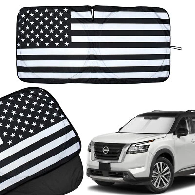 For Nissan Frontier 2024 Large US Flag Car Windshield Sun Shade Cover Sun Visor - Image 1 of 4