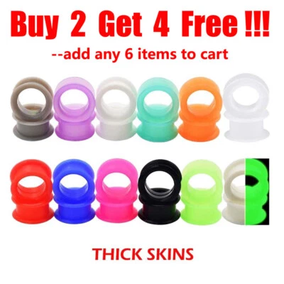 1 Pair Thick Silicone Ear Gauges Plugs Soft Flesh Tunnels Ear Stretchers 2g-1" - Image 1 of 4