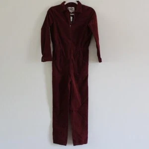 NWT Bonpoint Girls Flo Overall Worker Jumpsuit Burgundy Corduroy Long Sleeve 12 - Picture 1 of 10