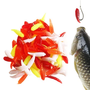 50pcs Fishing Worm Soft Bread Worm Bait Realistic Fishing Lures And Baits 1.5cm - Picture 1 of 16