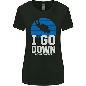 I Go Down Funny Scuba Diving Diver Dive Womens Wider Cut T-Shirt - Picture 1 of 3