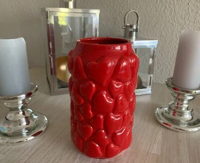 Pop Art Deko Vase Herz Liebe Dekoration Skulptur Krug XL24cm Keramik Rot NP69€ - Bild 1 von 4