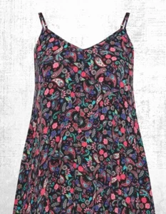 Ex Women’s Plus Size Curve Rainbow Paisley Print Cami in Black (A Bit Defect) - Picture 1 of 4