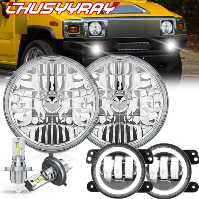 Combo de faros LED redondos de 7 pulgadas para Kenworth T2000 + luces antiniebla LED de 4 pulgadas Foto 1 de 4