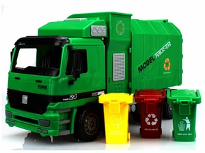 1:22 Side Loading Garbage Truck Toy with 3pcs Trashes Inertia Automatic Lifting - Picture 1 of 11