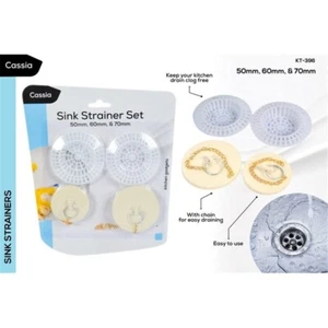 4pce Sink Strainer Set w/Chain Kitchen Bath Shower Hair Trap Filter 50,60,70 mm - Picture 1 of 1