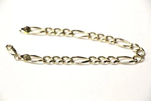 Beautiful REAL 10k Yellow Gold FIGARO BRACELET unisex 7.25" long CANADA - Picture 1 of 7