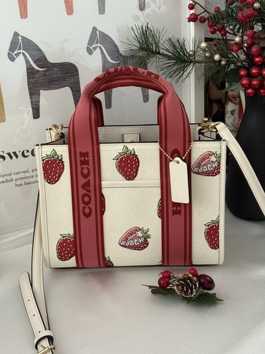 Borsa Coach Smith Tote Bag 24 con stampa fragola CAR80