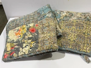 1 PR Pottery Barn Quilted Boho Print European Square Pillow Covers  22' by 22" - Picture 1 of 5