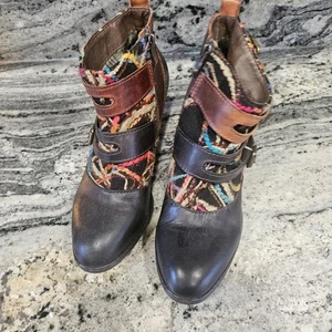 L'ARTISTE Redding Bootie 38/8 bunt bestickt Leder Schnalle  - Bild 1 von 6
