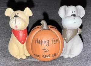 Blossom Bucket Suzi Resin Dogs Pumpkin Happy Fall 2012 Decorative Figure - Picture 1 of 4