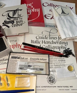 Large Calligraphy Supply Lot – Pens, 10+ Nibs, Ink, Books, Practice Paper, etc. - Picture 1 of 11