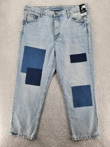 No Boundaries Loose Fit button fly Patch Jeans Size 38/30 NWT - Picture 1 of 10