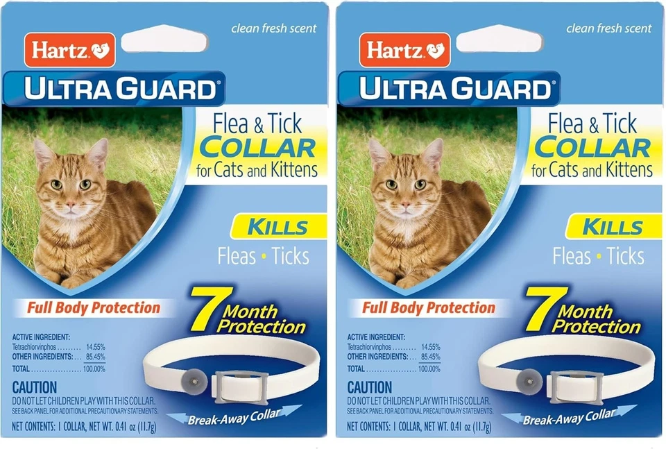 Hartz UltraGuard Pro 跳蚤蜱项圈猫和小猫 7 个月(2 件装) — 第 1/1 张图片