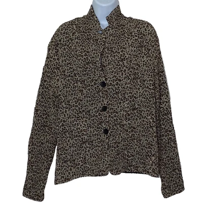 Unbranded Jacket Womens Large Textured Animal Print Button Up - Image 1 of 2