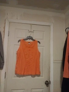 J CREW Peach Embellished Top Sz 14 Side Zip Sleeveless Blouse Lined Cotton/silk - Picture 1 of 6