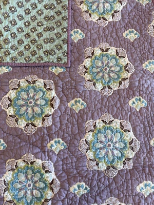 Pottery Barn Kids Reversible Brooklyn Quilt Baby, Toddler Purple 45x34 2016 - Image 1 of 4