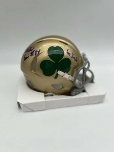 Mitchell Evans Autographed & Inscribed Notre Dame Shamrock Mini Football Helmet - Bild 1 von 5