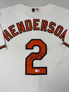 Camiseta deportiva firmada por Gunnar Henderson auténtica Nike Baltimore Orioles certificado de autenticidad JSA L1 - Imagen 1 de 7