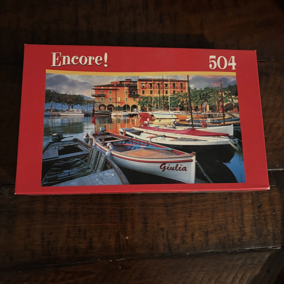 Puzzle 2009 504 Piece Encore Torri Del Benaco Harbor Sail Boats  - Image 1 of 3