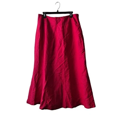 Ashley Stewart Skirt Linen Rayon Blend A-Line Flounce Midi Red Womens Size 1X - Image 1 of 4