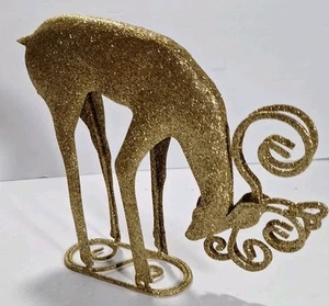 Metal Glitter Reindeer Decor Christmas Standing Deer Figurines, 7.5" X 9" XC - Picture 1 of 7