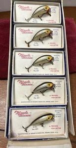 Vintage 1952 Wright & McGill Miracle Minnow Counter Top Display 5 Pack #601-3 - Picture 1 of 11