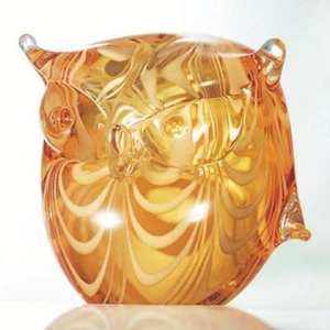 Ars Cenedese Murano Glass Owl Figurine - Phoenician Technique Swirl Stripe - Picture 1 of 7