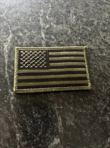Subdued American Flag Patch 3.5” Green USA US Stars Stripes Jacket Hook Loop - Picture 1 of 3