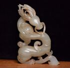 China natural hetian jade Carved propitious exorcism loong shape ornament statue