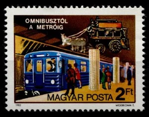 U-Bahn, Pferdeomnibus.150J.öffentliche Verkehrsmittel in Budapest.1W.Ungarn 1982 - Bild 1 von 1