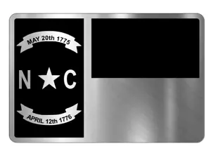 North Carolina State Flag Engraved Car Badge Acrylic Emblem BRUSHED SILVER - Picture 1 of 4