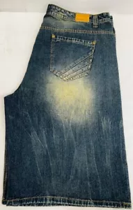Vtg Akademiks Wide Leg Baggy Hip-Hop Skater Grunge Denim Shorts Men’s Sz 50(76 - Picture 1 of 5