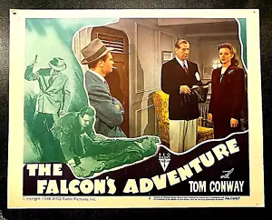 (5) THE FALCON'S ADVENTURE 1946 CARTE LOBBY ORIGINALI, TOM CONWAY - Foto 1 di 5