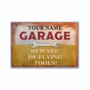 Personalized Metal Sign Rustic Yellow and White GARAGE METAL SIGN or DECAL - Picture 1 of 10