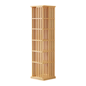 Randy & Travis Machinery 360 Rotating Bookshelf Bamboo Storage Display Rack Shel - Picture 1 of 13