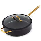 Non-Stick  Signature Saute Pan with Glass Lid, Black & Gold