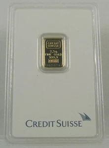 2.5 grams Gold Bar - Credit Suisse VALCAMBI- .9999 Fine #765974 - Picture 1 of 2