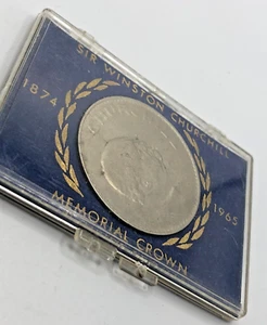 1965 UK SIR WINSTON CHURCHILL Memorial Crown Coin Elizabeth II - Picture 1 of 4