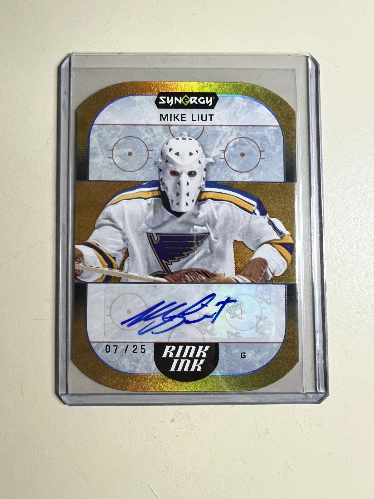 🔥MIKE LIUT🔥 RINK INK GOLD 07/25 AUTOGRAPH SYNERGY UPPER DECK 2022-23 BLUES