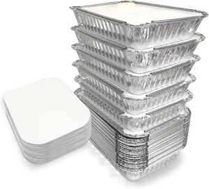 55 Pack - 2.25 LB to Go Foil Containers with Lids - Disposable Aluminum Food Con - Picture 1 of 12