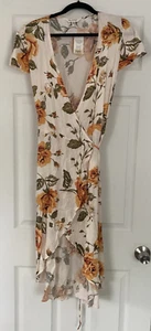Miss Selfridge Y2K Floral Midi Cottage Core Fairy Garden Wrap Dress Womens 8 - Picture 1 of 5