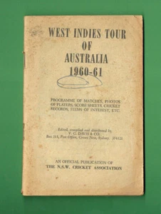 #QQ.  NSW  CRICKET ASSOCIATION BOOK -1960-61 SEASON, COVER MISSING - Picture 1 of 1