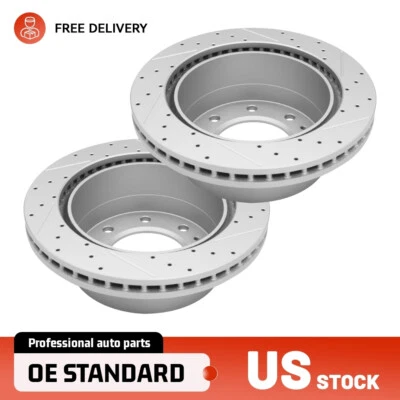 Rear Drilled Brake Rotors Set for Chevrolet Suburban 3500 HD 2016 2017 2018 2019 - Image 1 of 4