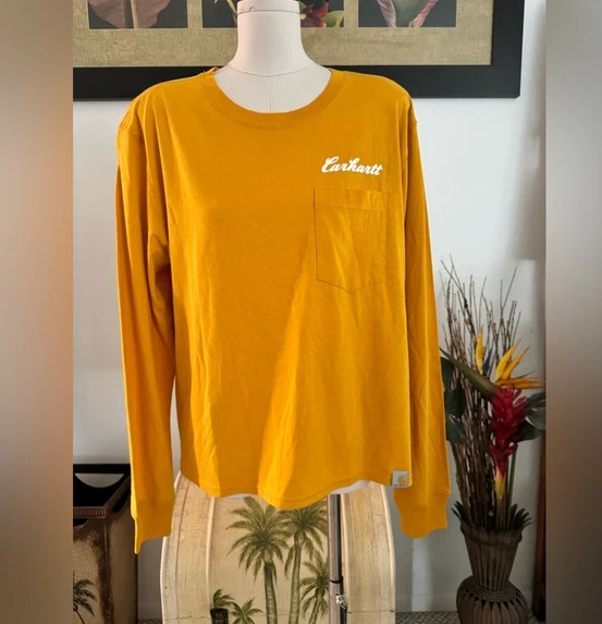 Carhartt Women's Red Loose Fit Long Sleeve Pocket T-Shirt (TK6308W) S (4-6)