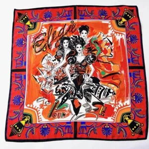 Gianni Versace large scarf Silk 86cm 33″ logo Elegee red - Picture 1 of 9